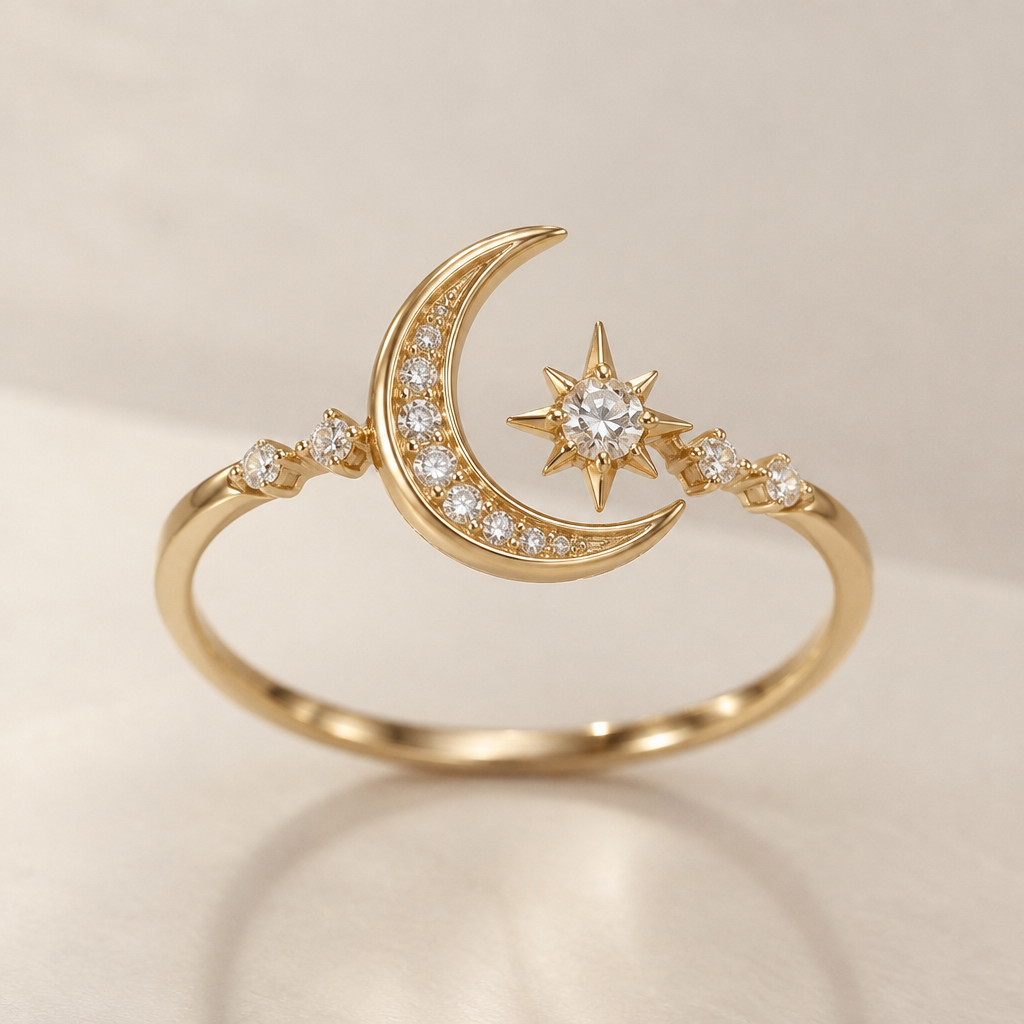 A minimalist women's ring made of gold with diamond stones. its like a moon goddes
photorealistic jewelry design, A minimalist women's ring made of gold with diamond stones. its like a moon goddes, minimalist style, just the design no text