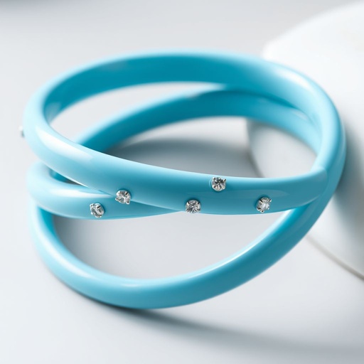 It is bracelet. And basic the color ist sky blue and has smalls stone