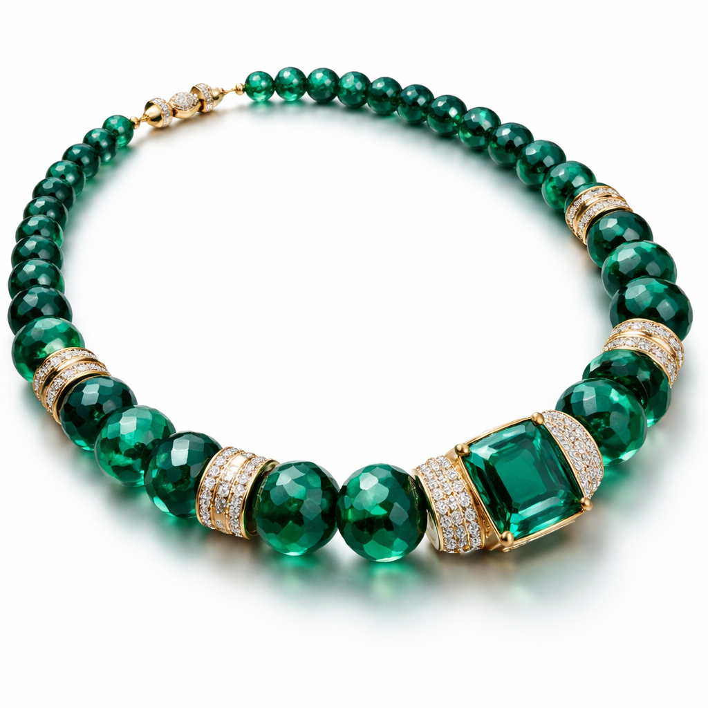 Beaded emerald necklace
