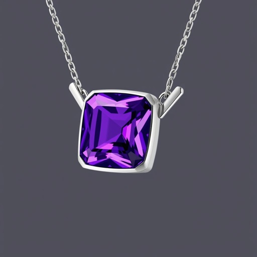 A 20 carat purple amethyst cushion- cut, with VS clarity and silver necklace