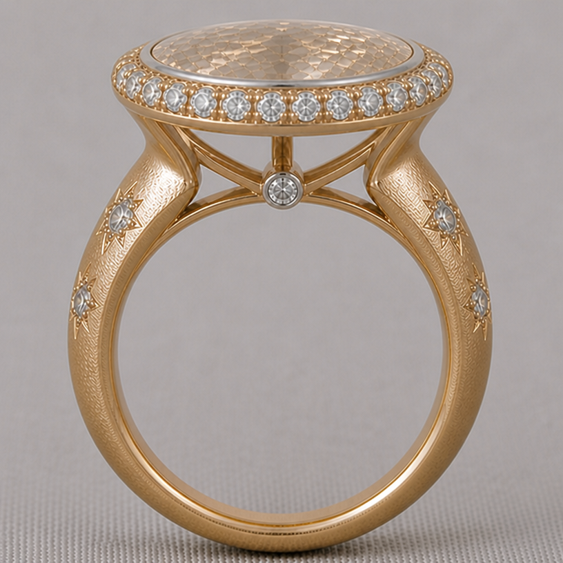 halo sit flush with the bezel wall
edit the attached jewelry design with these instructions: halo sit flush with the bezel wall. keep it photorealistic, just the design no text