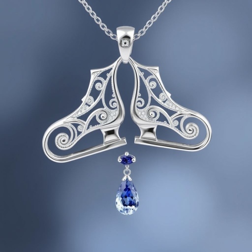 Silver pendant in of ice skating blades