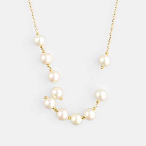 Round shaped Pearls with 14k gold chain