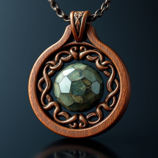 Round mossstone with ironwood setting
