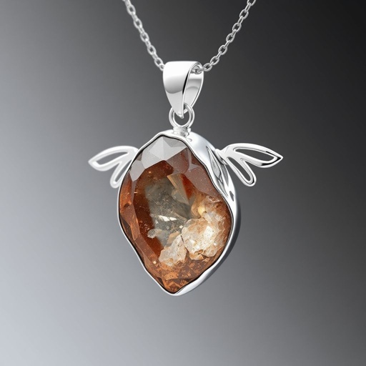 Create a pendant, use silver minimal, use raw gem stone and at top side of gem at the back there shall be one wing showing right hand side of the stone and one left hand side. Wings shall be with minimul silver used.