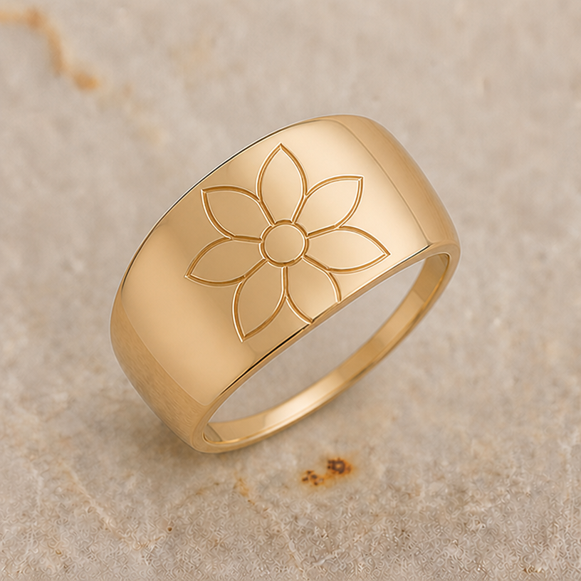 make the dahlia bigger and simpler
edit the attached jewelry design with these instructions: make the dahlia bigger and simpler. keep it photorealistic, just the design no text