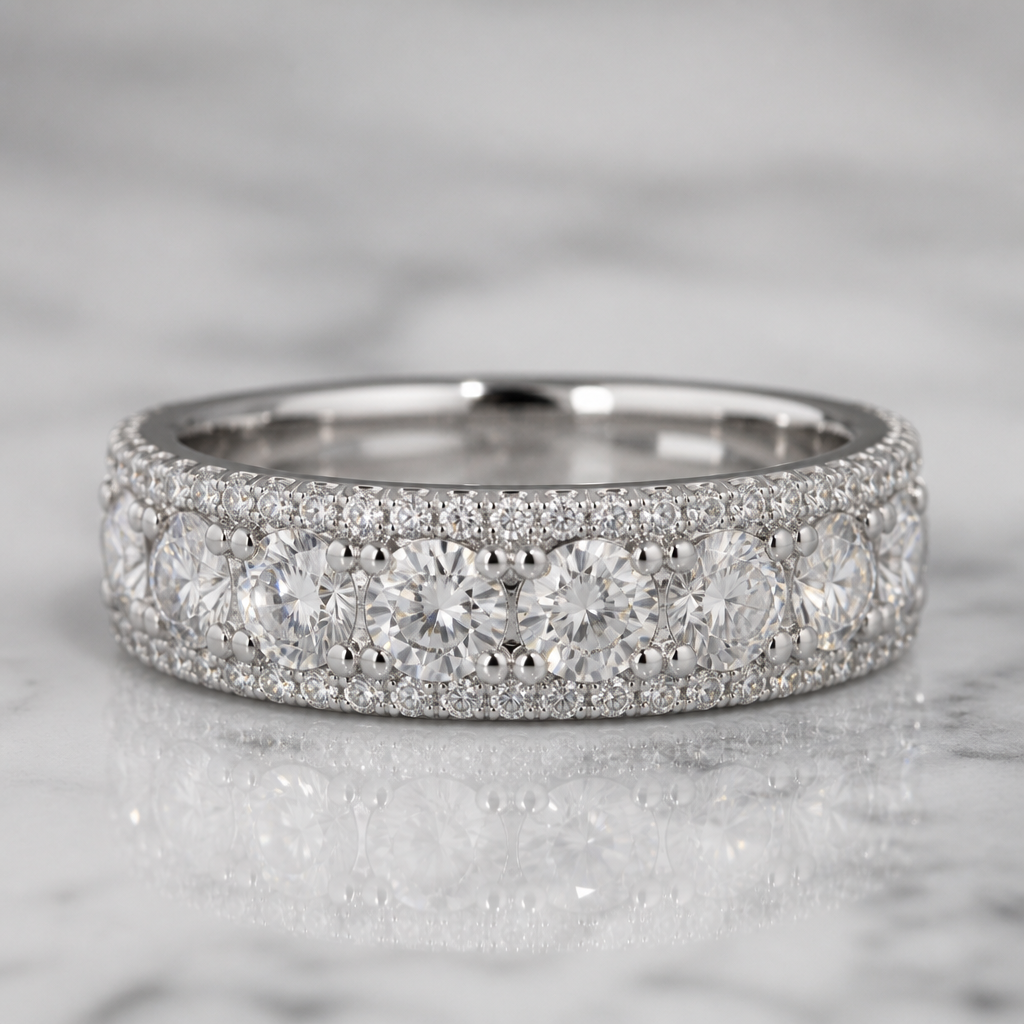 Diamond wedding band
photorealistic jewelry design, Diamond wedding band
, statement style, just the design no text
