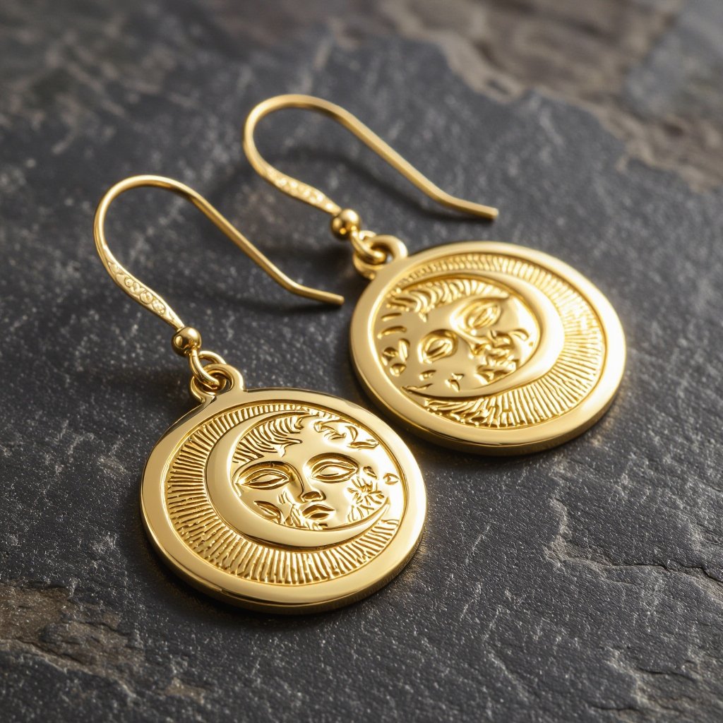 Серьги только в золотом цвете без камней фазы луны длинные серьги плавные формы