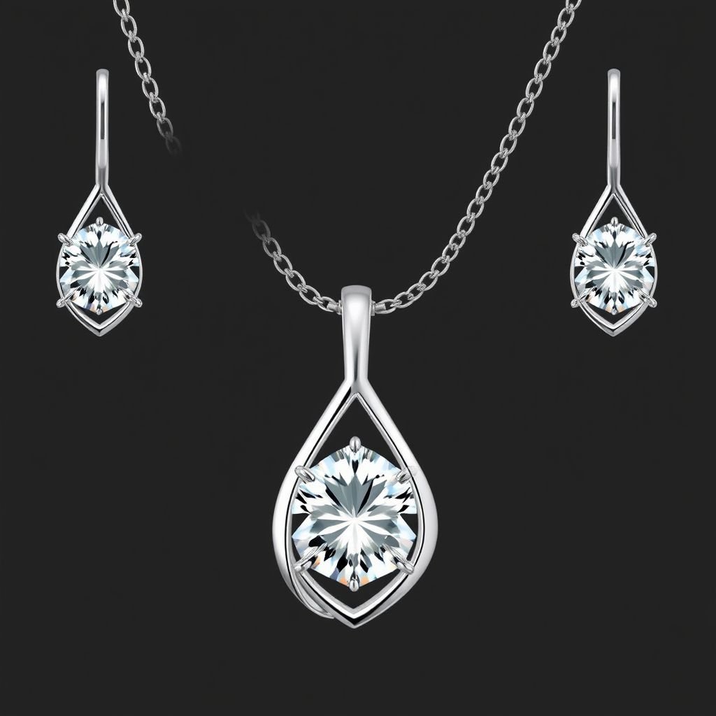 Sterling silver jewelry set with only gorgeous transparent diamonds.