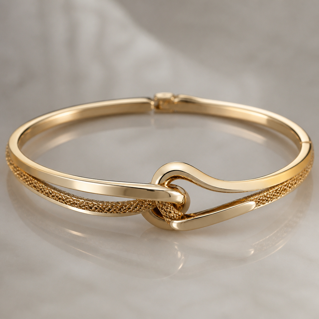 A modern women's bracelet made of gold
photorealistic jewelry design, A modern women's bracelet made of gold, modern style, just the design no text