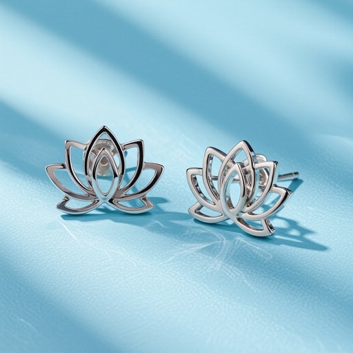 Серьги пусеты в виде лотоса