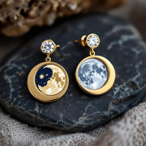 Серьги в золоте без камней фазы луны длинные серьги плавные формы