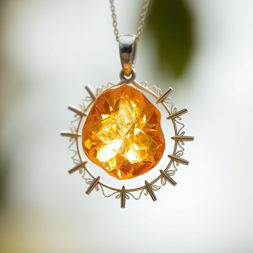 Create a pendant with raw natural gemstone pendant shall look like sun rising. Using minimal silver 