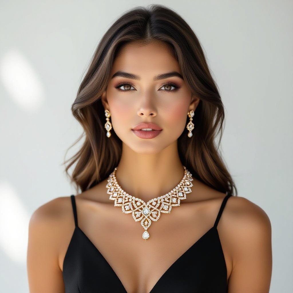 Moissanite kundan necklace for Asian girl