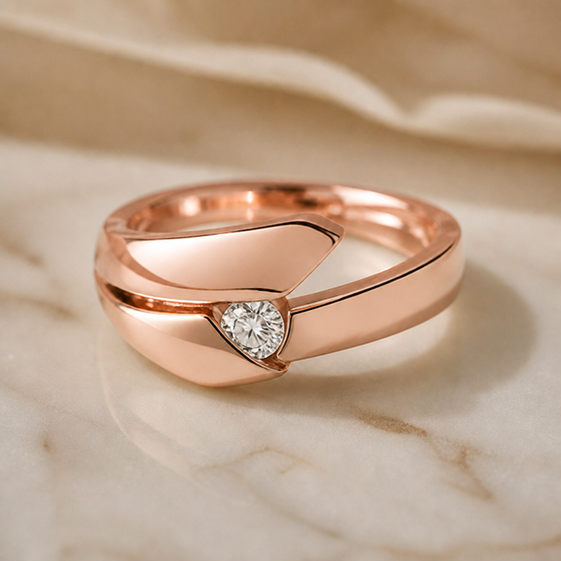 embed a diamond and use rose gold
edit the attached jewelry design with these instructions: embed a diamond and use rose gold. keep it photorealistic, just the design no text