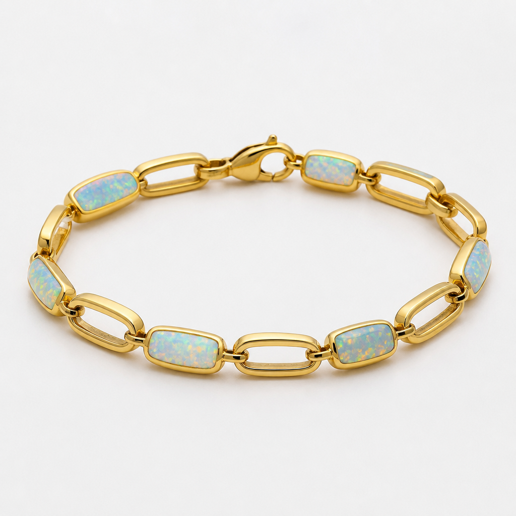 Opal chain link bracelet
photorealistic jewelry design, Opal chain link bracelet, just the design no text