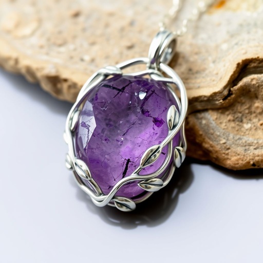 Silver pendant with raw natural gemstone 