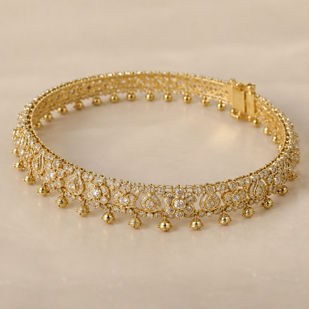 A bangle women's anklet made of white gold, highly ornate, intricate and elaborate, richly detailed. light yellow color bangle
photorealistic jewelry design, A bangle women's anklet made of white gold, highly ornate, intricate and elaborate, richly detailed. light yellow color bangle, bangle style, just the design no text