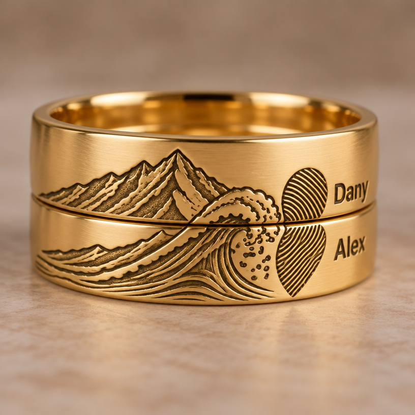 A women's ring. en cuenta todo lo que está anotado blancos señalado con los flechas
otra muestra por favor pero hasta ahora que la huella digital humana esté en las dos argollas
quiero que que tal cual como la anterior pero sí las huellas que en una que es la mitad de la otra
que le quite lo que está arriba de la ola
y le añadas después de la huella digital en uno le pones un nombre Dany y el otro Alex letra imprenta gruesa
sí pero déjalos como estaban en el anterior solo añádele los nombres
necesitamos que hagas el cambio de que la huella digital del dedo echa en el corazón y la mitad de la huella en una argolla y la otra en la otra argolla haciendo corazón cuando se unan
el cambio que el corazón quede de lado está en una argolla y mitad la otra
using the attached image as a visual reference, create A women's ring. en cuenta todo lo que está anotado blancos señalado con los flechas
otra muestra por favor pero hasta ahora que la huella digital humana esté en las dos argollas
quiero que que tal cual como la anterior pero sí las huellas que en una que es la mitad de la otra
que le quite lo que está arriba de la ola
y le añadas después de la huella digital en uno le pones un nombre Dany y el otro Alex letra imprenta gruesa
sí pero déjalos como estaban en el anterior solo añádele los nombres
necesitamos que hagas el cambio de que la huella digital del dedo echa en el corazón y la mitad de la huella en una argolla y la otra en la otra argolla haciendo corazón cuando se unan
el cambio que el corazón quede de lado está en una argolla y mitad la otra. photorealistic, just the design no text