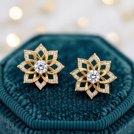 Серьги пусеты в виде лотоса