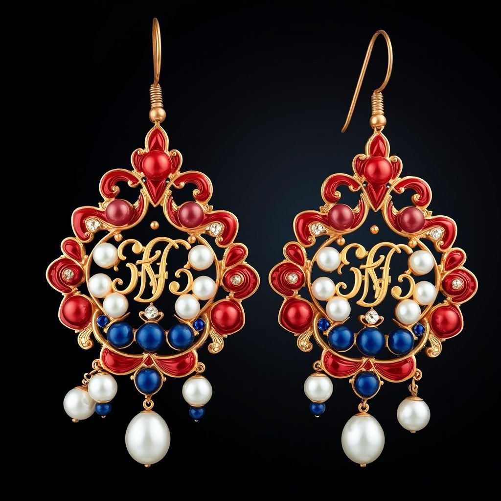 Red white and blue medal earrings that says CFAS