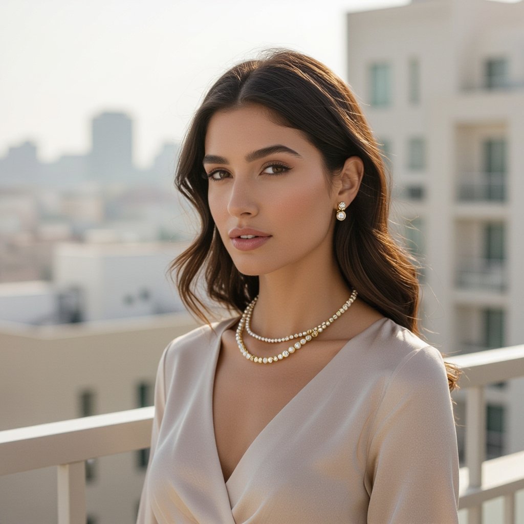 Necklace  pearl  and jewel