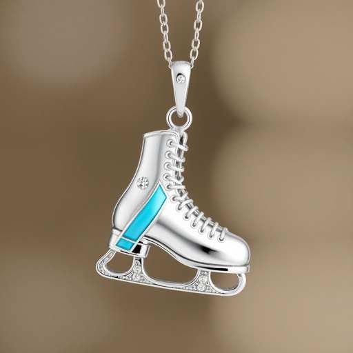 Pendant shape one ice skate with turquoise stripe