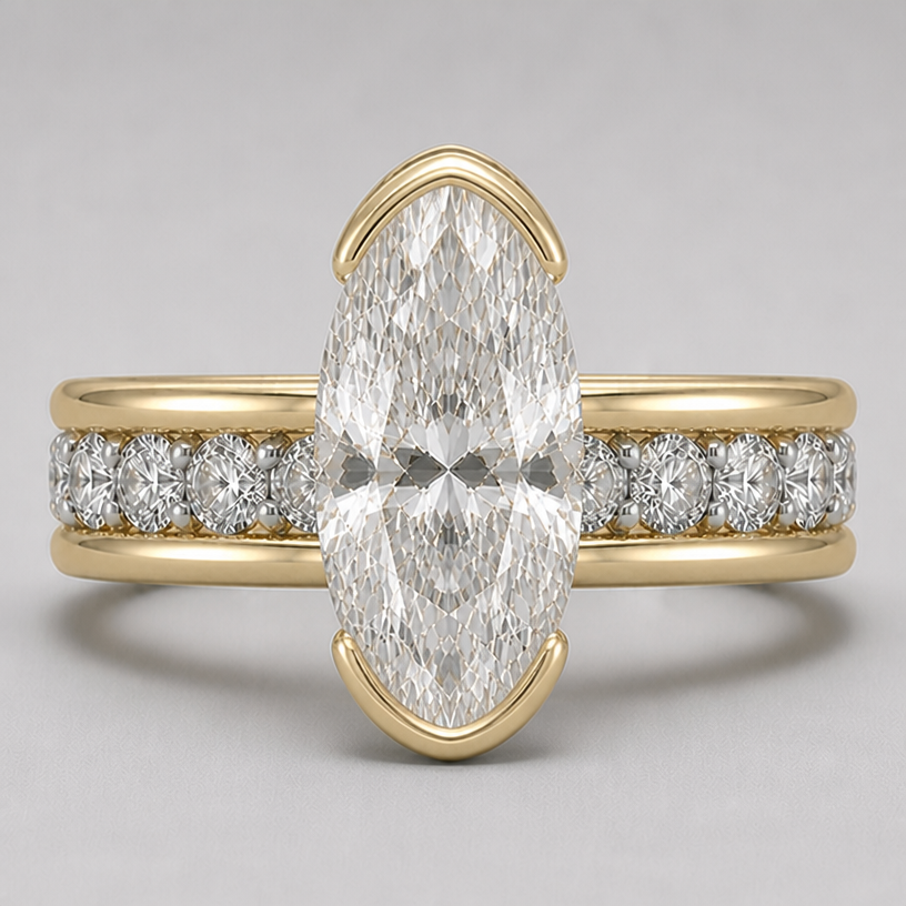 oval main stone is 16mmx11mm
edit the attached jewelry design with these instructions: oval main stone is 16mmx11mm. keep it photorealistic, just the design no text