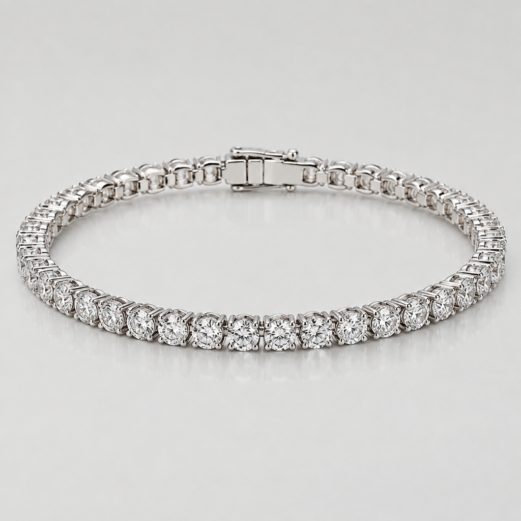 A eternity women's bracelet made of white gold with diamond stones suitable for daily wear
photorealistic jewelry design, A eternity women's bracelet made of white gold with diamond stones suitable for daily wear, eternity style, just the design no text