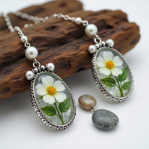 Design high quality jolleria with real flowers with resin estons Perla’s naturals and pebbles