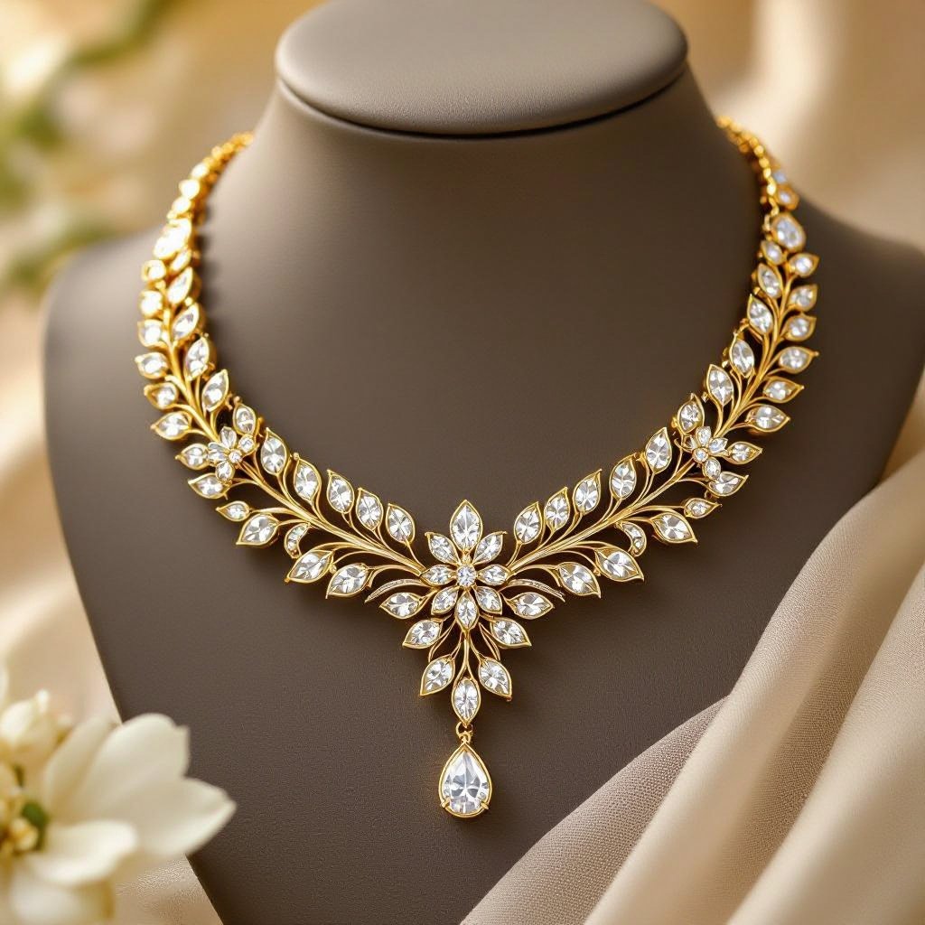 Moissanite kundan necklace for Asian girl