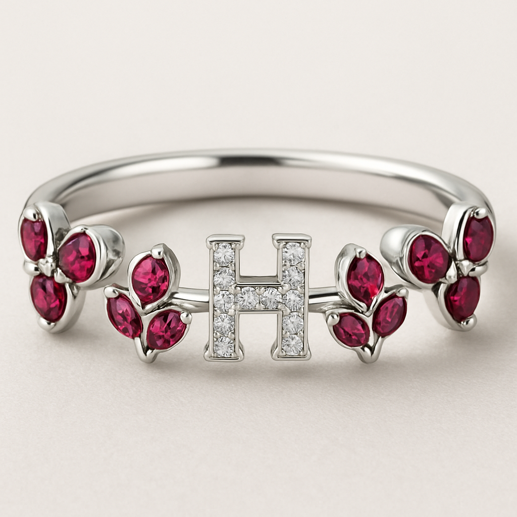 ruby buds with H Letter