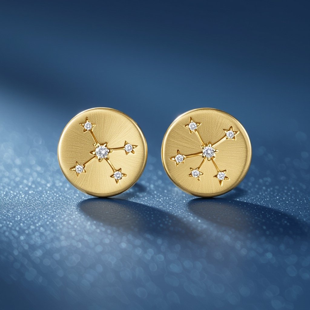  золотые матовые серьги в виде созвездия сириус