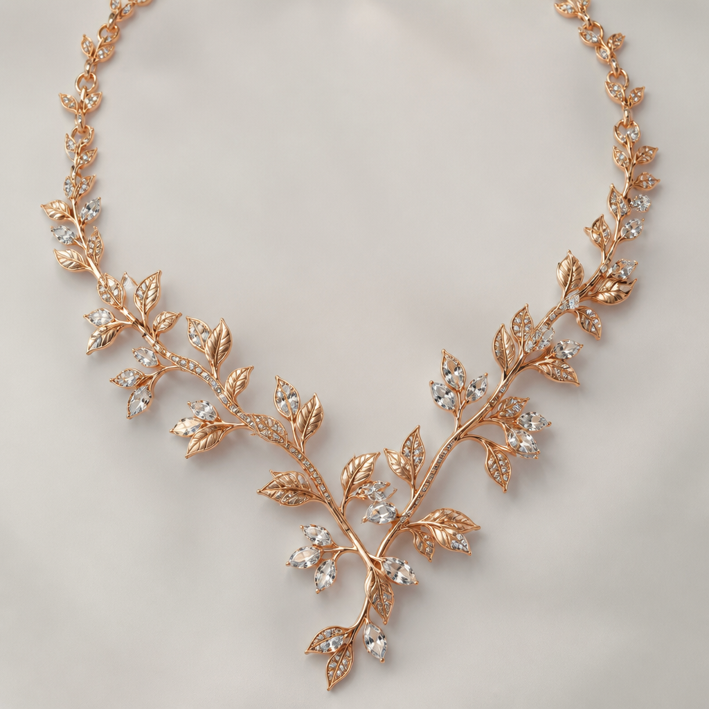 . Refinement: quitar el.corazon y hacer más engarces de hojas
photorealistic jewelry design, . Refinement: quitar el.corazon y hacer más engarces de hojas, Romantic style, just the design no text