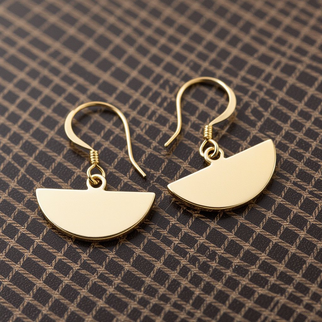 Серьги золотые в форме тонкого изящного полумесяца, полукруг как продолжение застежки, на полукруге надписи мантрами на санскрите