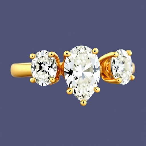 3 stone ring , 2 oval 4ct. Stone, 1 pear shape 3ct. diamond 