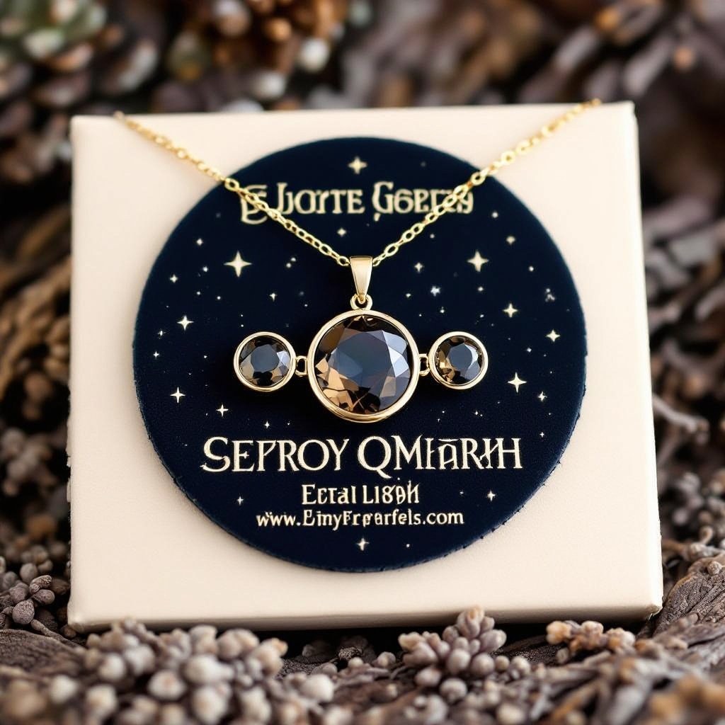 Подвеска из трех полумесяцев с узорами и камнями раухтопаза из матового неровного светлого золота с узорами соединенных цепочкой сверху самый широкий полукруг дальше средний и снизу самый маленький