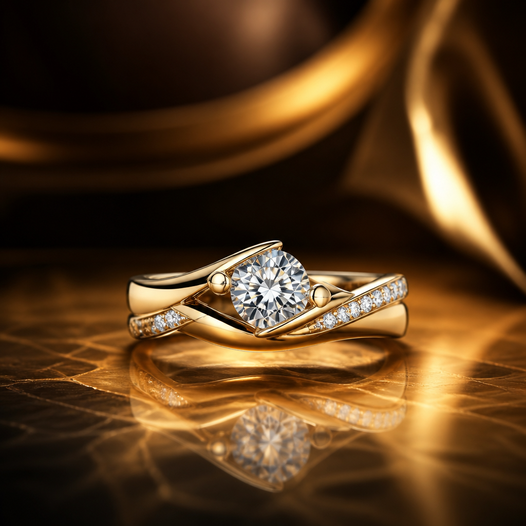 A women's ring. fondo elegante y llamativo acordé a la joyería de oro
photorealistic jewelry design, A women's ring. fondo elegante y llamativo acordé a la joyería de oro, modern style, just the design no text
