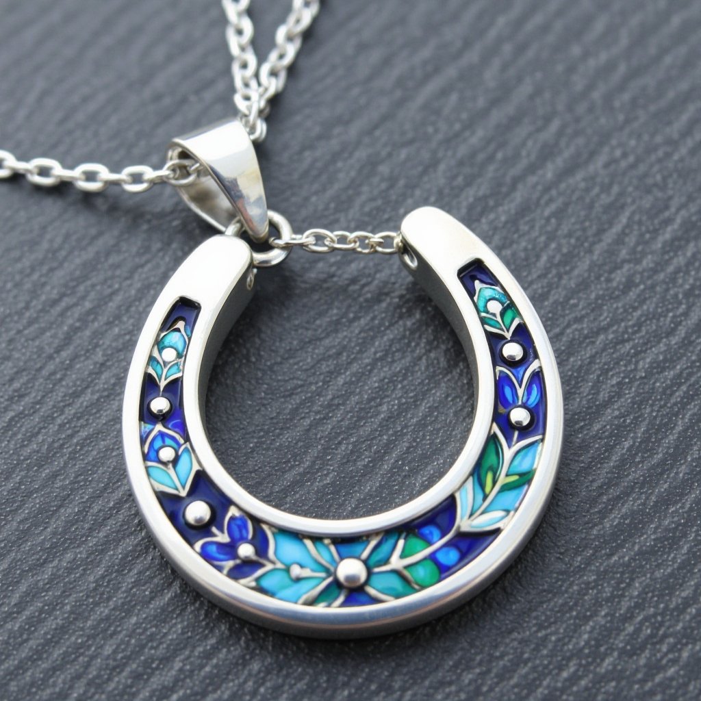Create a design of iron horseshoe of modern enamel 