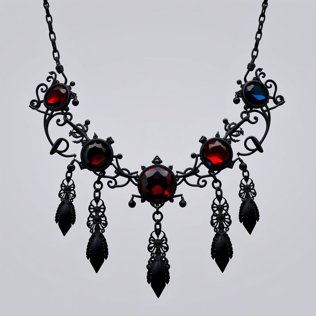 Necklace minimalist black changeable stones
