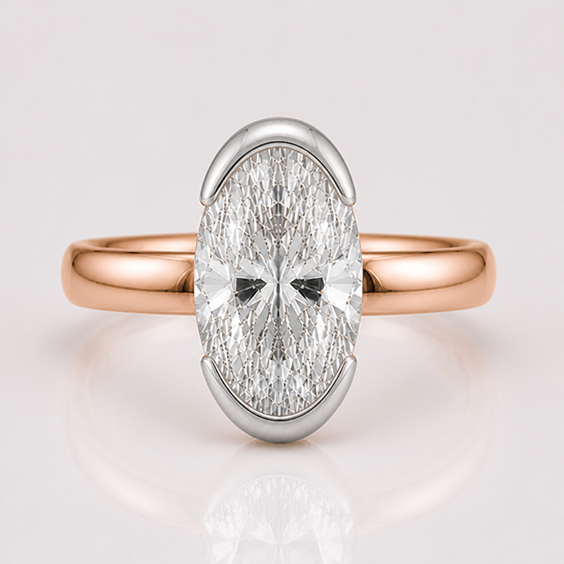 make sure this band is 4mm and the oval shape stone is 16mm in length and 11mm in width not including bezel
edit the attached jewelry design with these instructions: make sure this band is 4mm and the oval shape stone is 16mm in length and 11mm in width not including bezel. keep it photorealistic, just the design no text