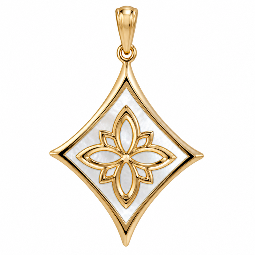 Make the white area a white shell
edit the attached jewelry design with these instructions: Make the white area a white shell. keep it photorealistic, just the design no text