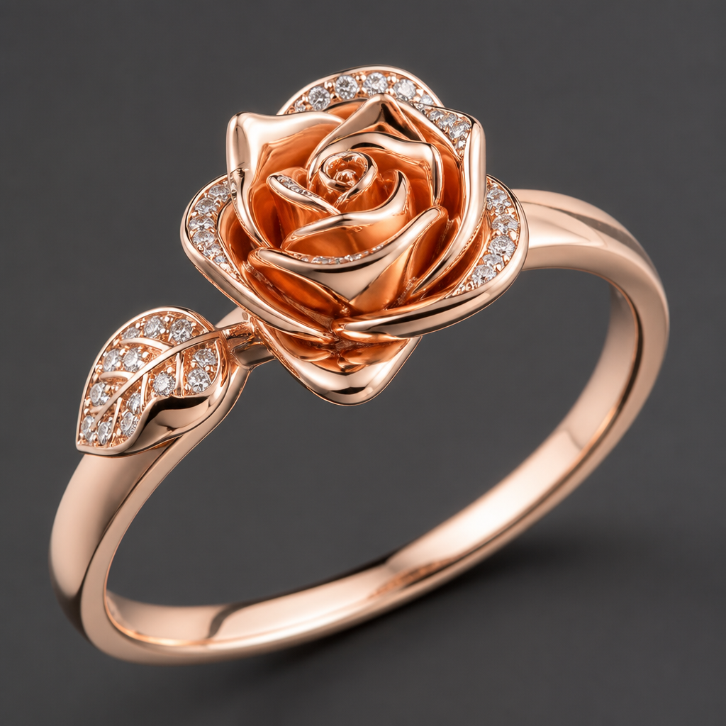 A women's ring. a rose ring
photorealistic jewelry design, A women's ring. a rose ring, modern style, just the design no text