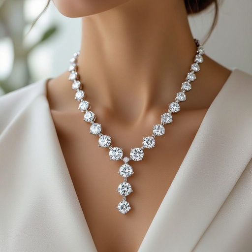 Multi shaped diamond long neckalace