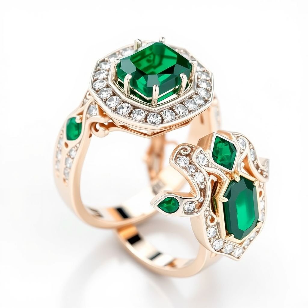 Art deco wedding ring set modernization 