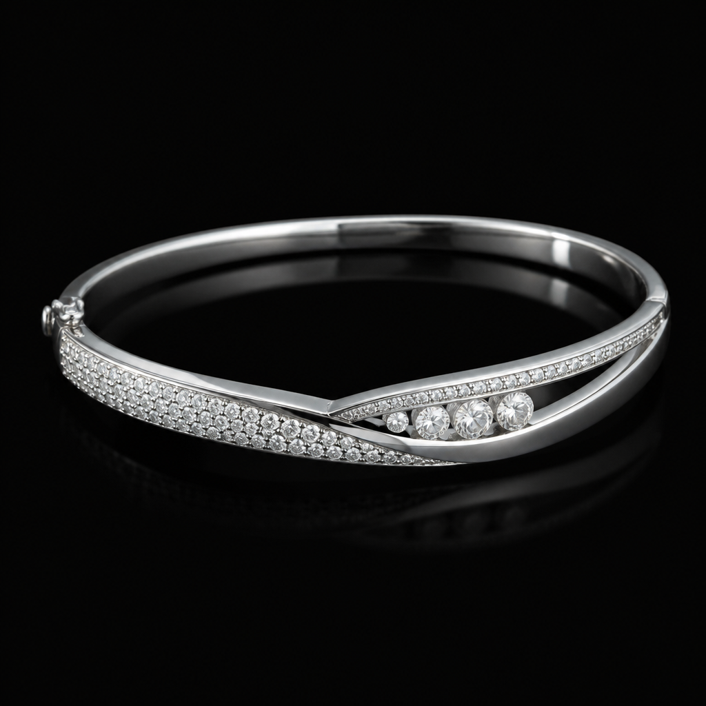 Diamond Bangle
photorealistic jewelry design, Diamond Bangle, modern style, just the design no text