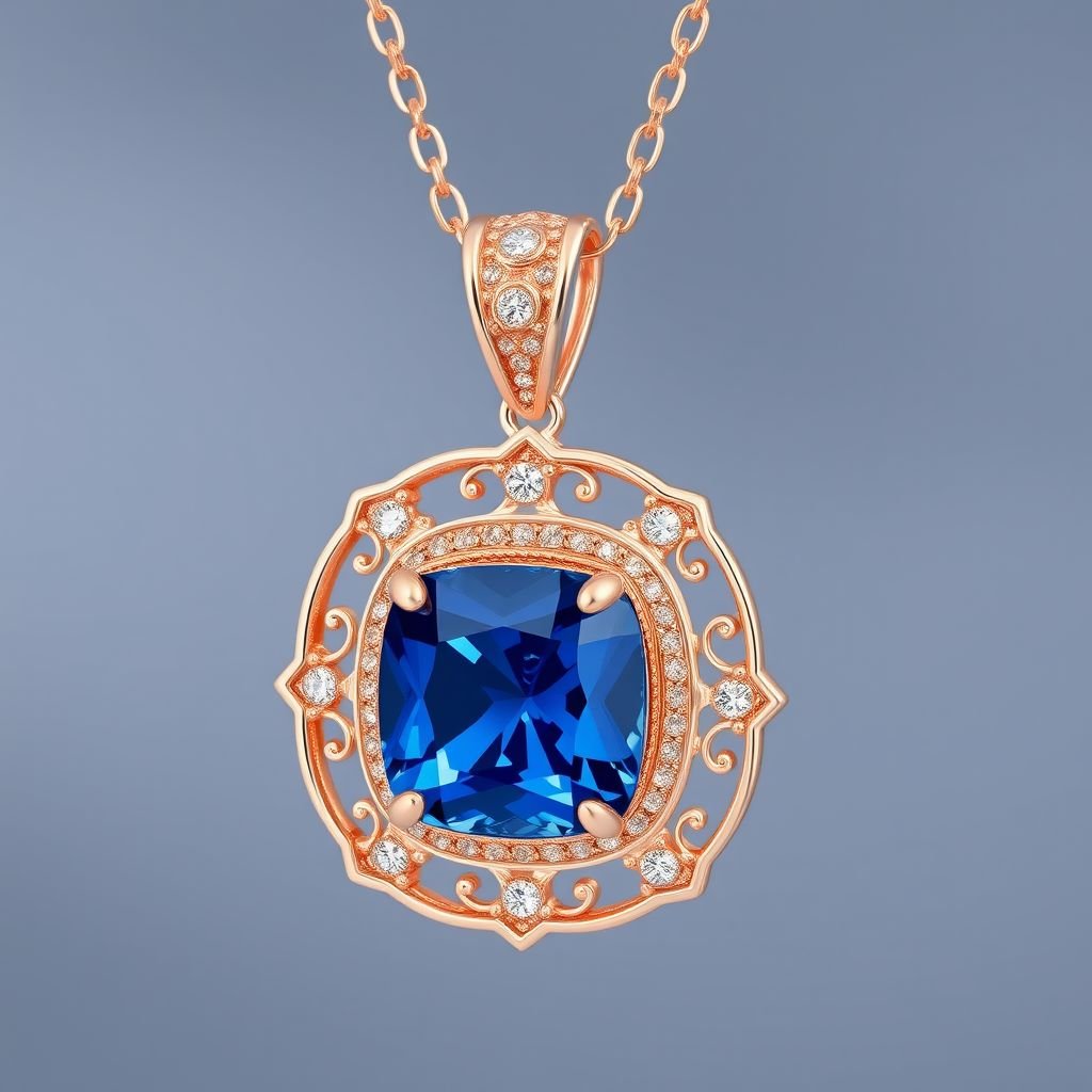 Create a cousion shape blue sapphire pandant