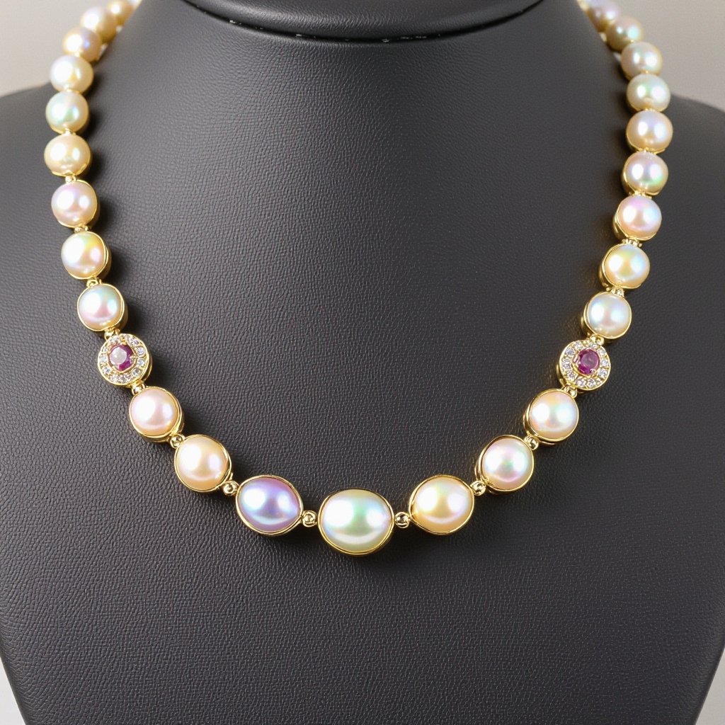 Necklace  pearl  and jewel