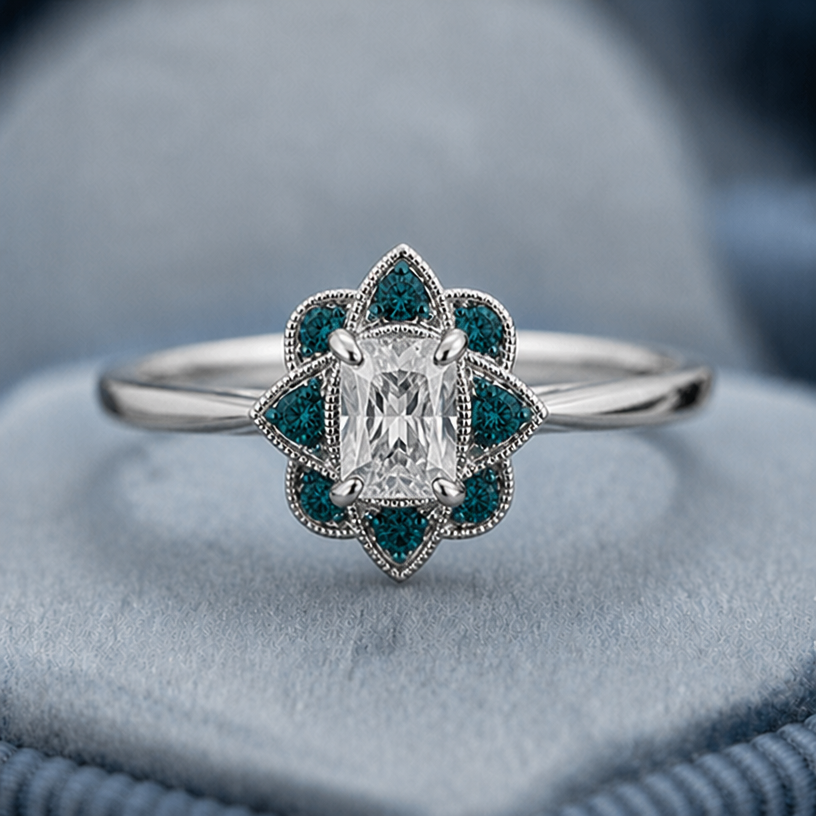 Make centre stone 0.8 carat size
edit the attached jewelry design with these instructions: Make centre stone 0.8 carat size. keep it photorealistic, just the design no text