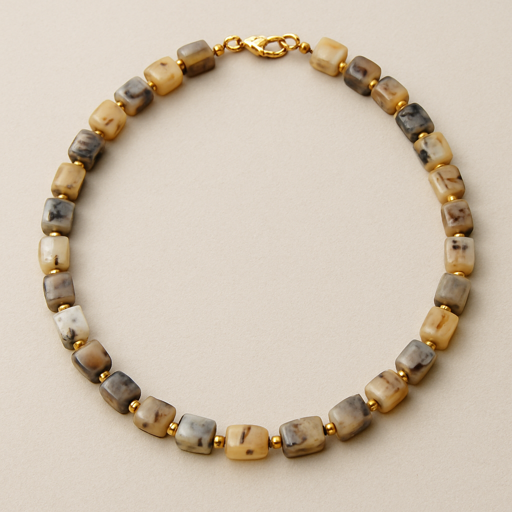 8mm beads Montana agate square bead necklace with 2mm